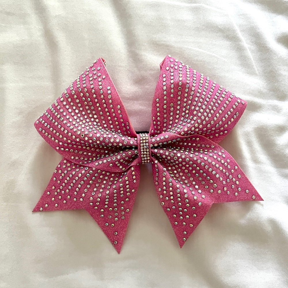 pink sparkly rhinestoned cheer bow